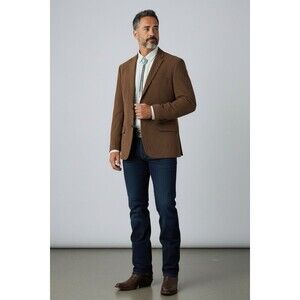 Murano 46R Brown Faux Suede Mens Blazer Suit Jacket Sport Coat